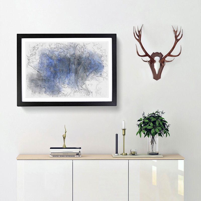 Remember the Shadow in Abstract - Picture Frame Painting Print, 27cm H x 36cm W x 2cm D, Black Framed