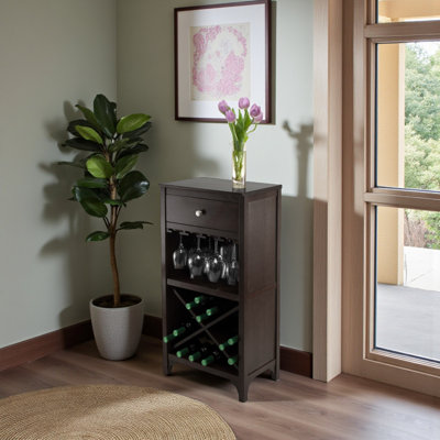 Adria Modular Wine Cabinet With One Drawer, Glass Rack, X Shelf