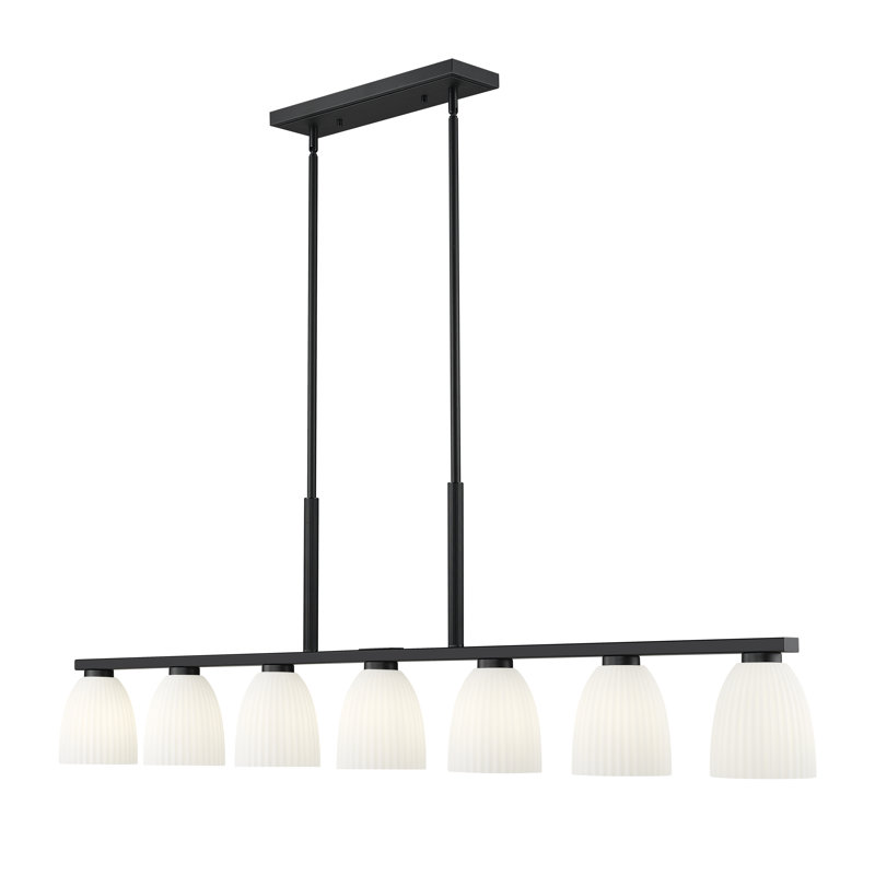 Lustre linéaire moderne Mateo, Noir mat, H 18,25 po x l 64 po x P 6 po, 7 lumières