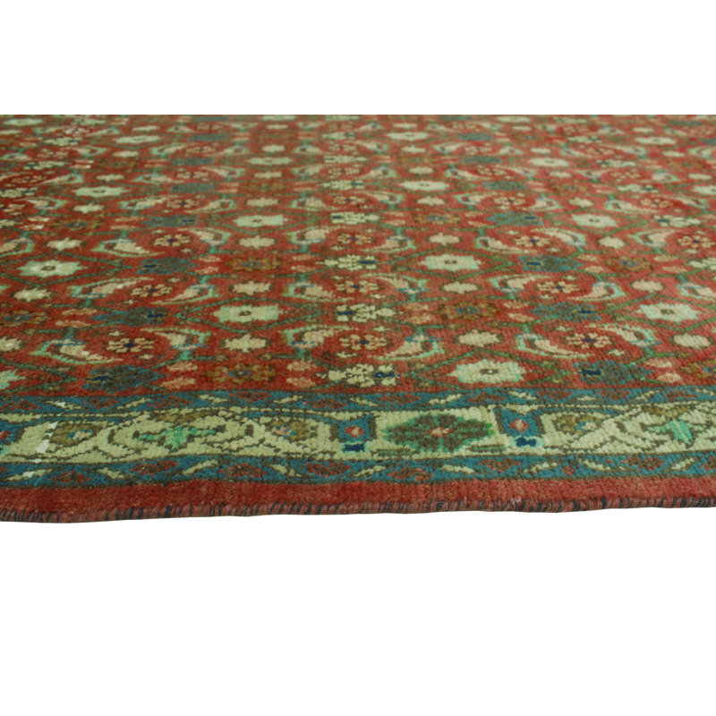 One-of-a-Kind 3'3 x 9'7 1980s Runner Wool Area Rug in Beige and Green