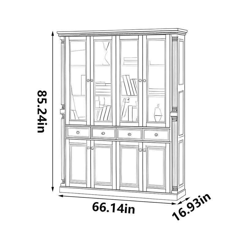 American style pure solid wood bookcase