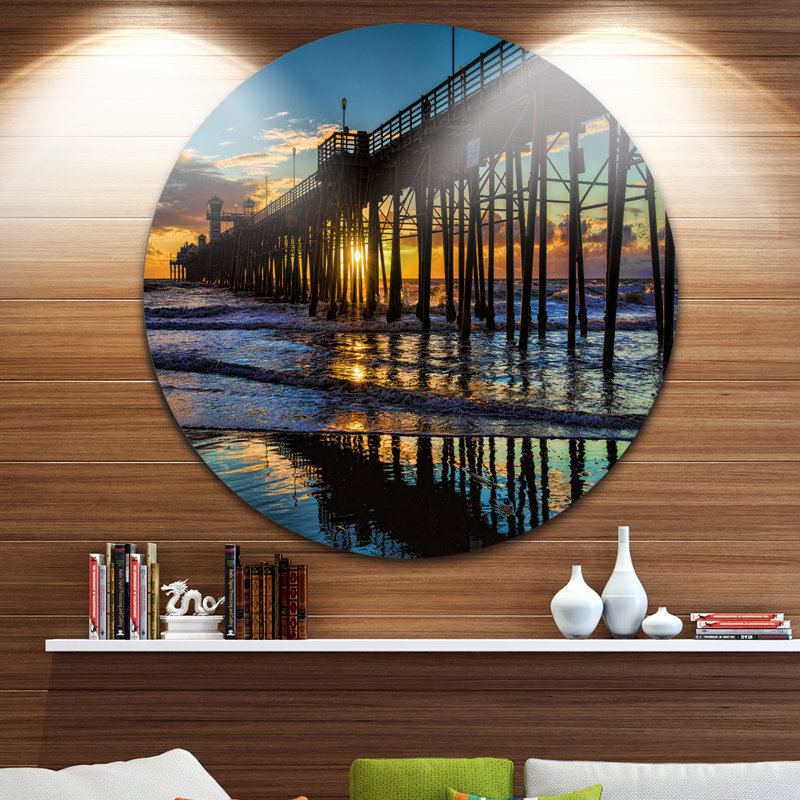 Oceanside Pier at Evening - Reproduction de photo de paysage, H 23 po x l 23 po x P 1 po, Métal métal
