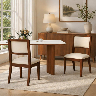 Set Of 2 Compact Rubber Wood Dining Chairs