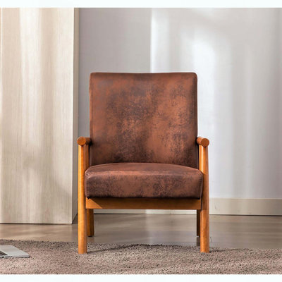 Chaise avec accoudoirs Mid-Century moderne avec structure en bois massif et revêtement en microfibre