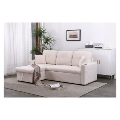 Canapé-lit modulaire avec méridienne avec rangement Lambswool