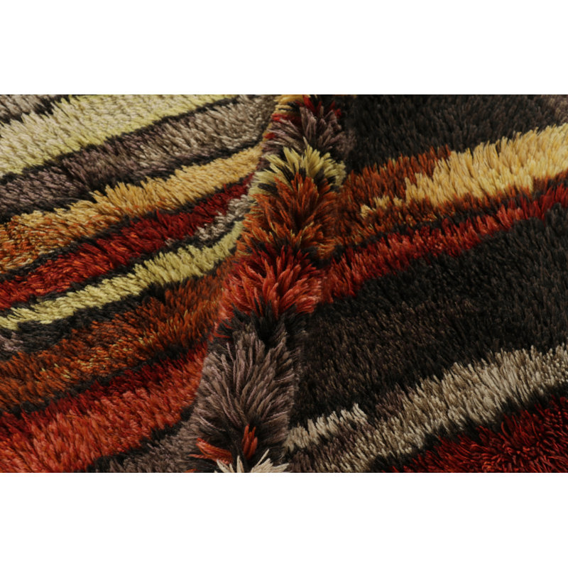 Vintage Swedish Rya Rug, Colorful Scandinavian Geometric Patterns - Rug & Kilim