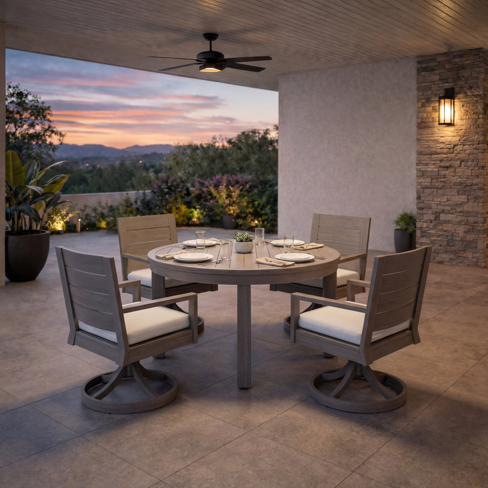 Laguna Swivel Sunbrella® Patio Armchair, Canvas Flax Sunbrella® Canvas