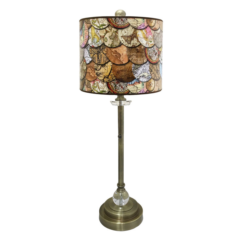 Besser Crystal Buffet Lamp, Antique Brass