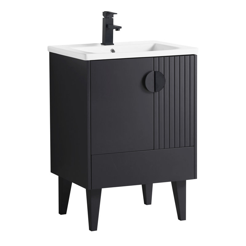 Ensemble de meuble-lavabo simple 24 po Saimah, Noir, Noir