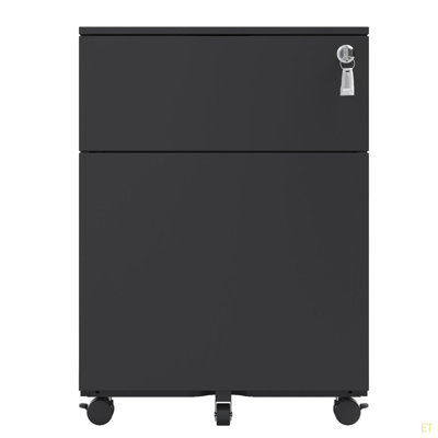 Classeur mobile à 2 tiroirs avec classeur en acier verrouillable pour format légal / lettre / A4 / F4, entièrement assemblé sauf pour les roues, conception de maison / bureau