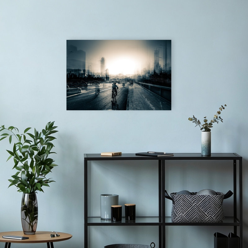 «Urban Ride Abstract Dramatic Modern City Landscape», reproduction d'art mural, H 12 po x l 18 po