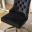 Chaise de bureau noire, fauteuil de bureau moderne capitonné en velours avec base en métal doré, chaise de bureau pivotante réglable-1361922696