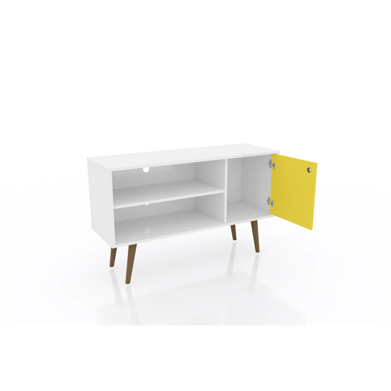 Darryl TV Stand for TVs up to 43", White/Yellow