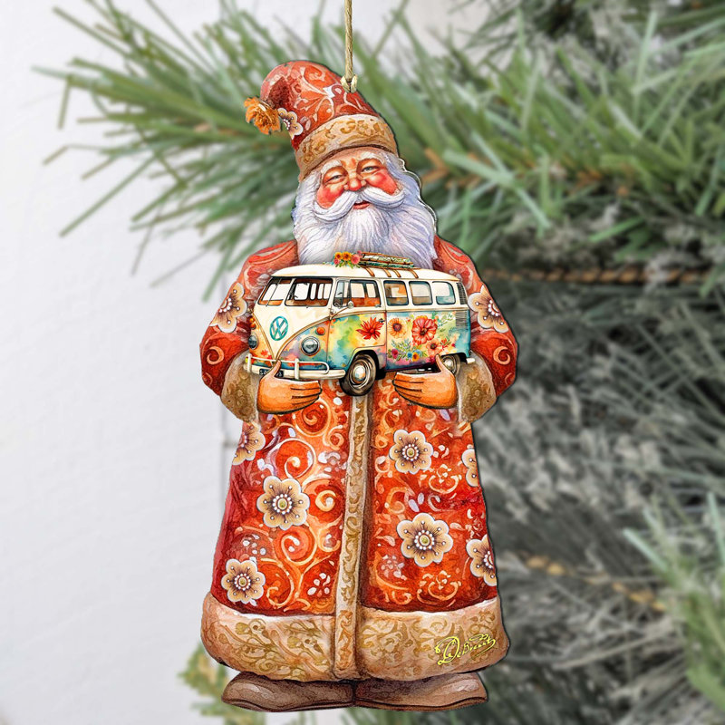 Père Noël avec des ornements en bois par Van Debrekht