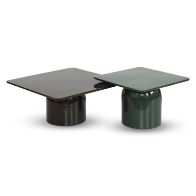 Alessia Nesting Coffee Tables (set of 2) Obsidian Green, Deep Umber Brown