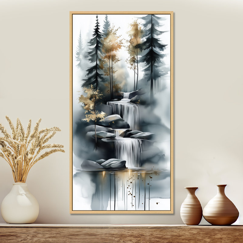 Chamberlin IV gris doré - impressions sur toile tropicales, art mural encadré, H 32 po x l 24 po, Cadre naturel flottant