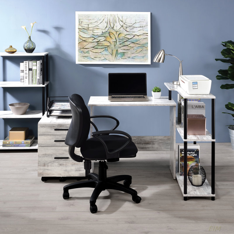 Levi Antique White & Black Finish Writing Desk, White