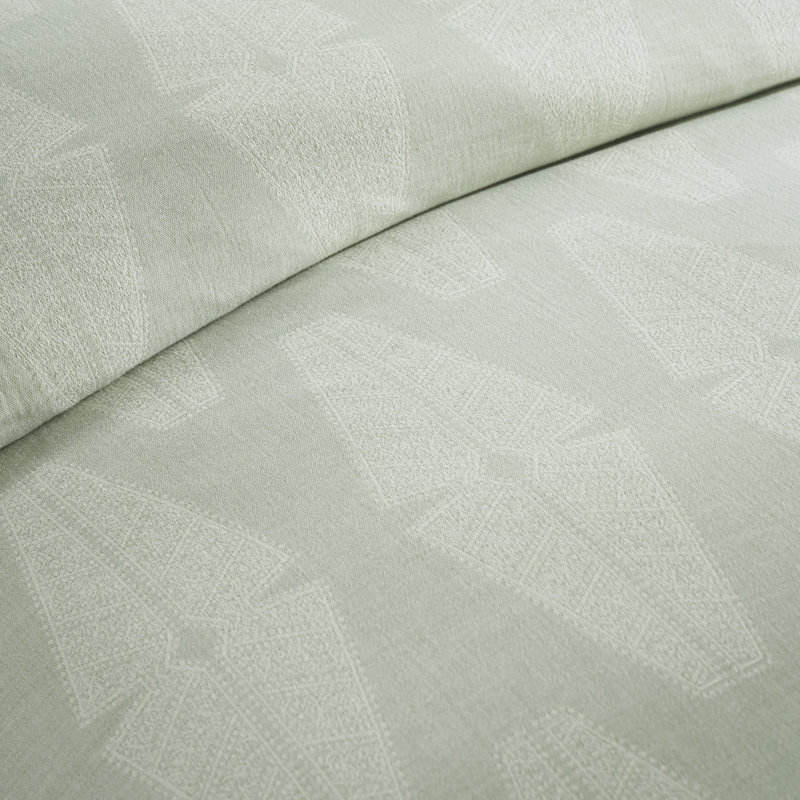 Manali 100% Cotton All Season Bedding Geometric Diamond Lattice Woven Comforter Set, Queen Comforter + 2 Standard Shams, Sage