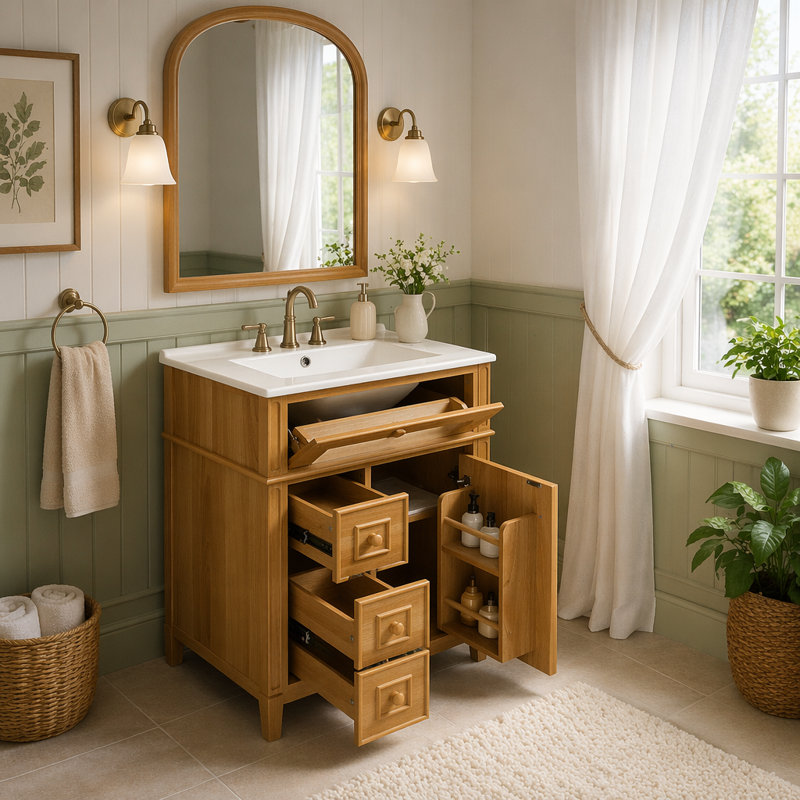 Meuble-lavabo de salle de bain avec lavabo, 24'Wood