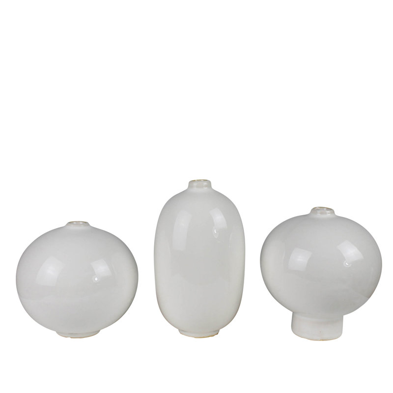 Simple Vases, Ceramic - Set Of 3  Sm: 4X4, Med: 4X4.5, Lrg:3X5