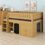 Lit mezzanine avec armoire de rangement, tableau noir-747175567