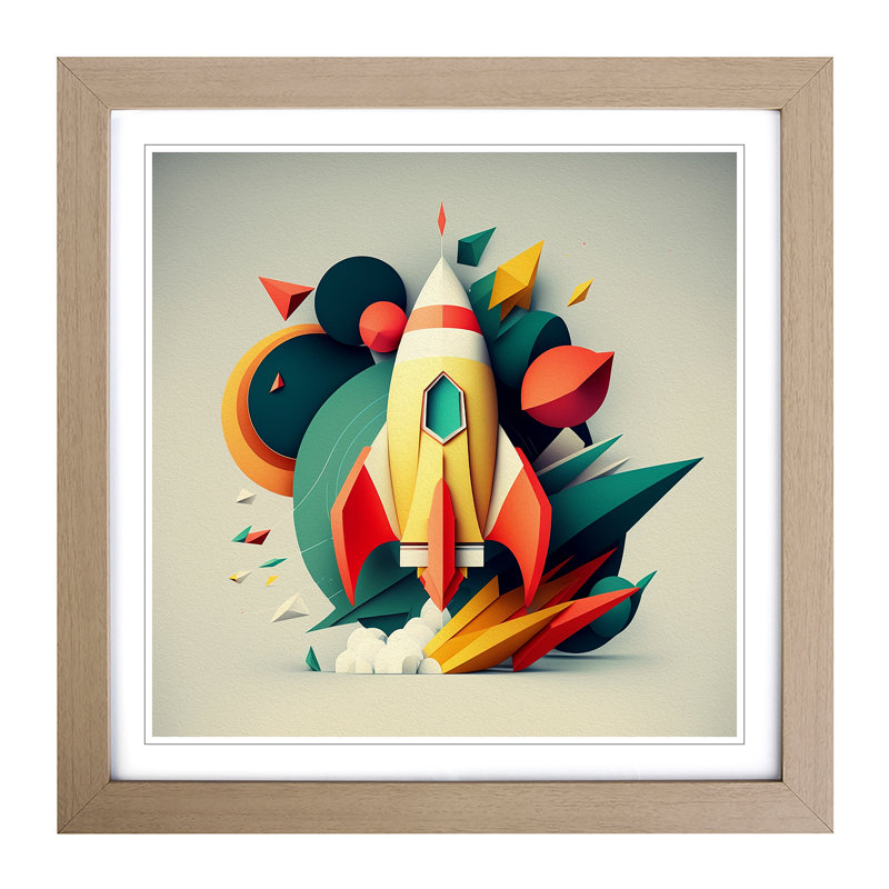 Rocket Geometric - Framed Print, Oak