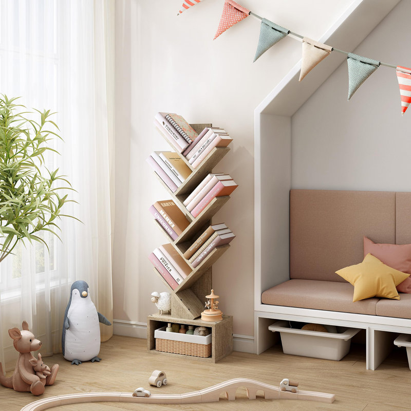 Geometric Storage Bookcase, Greige