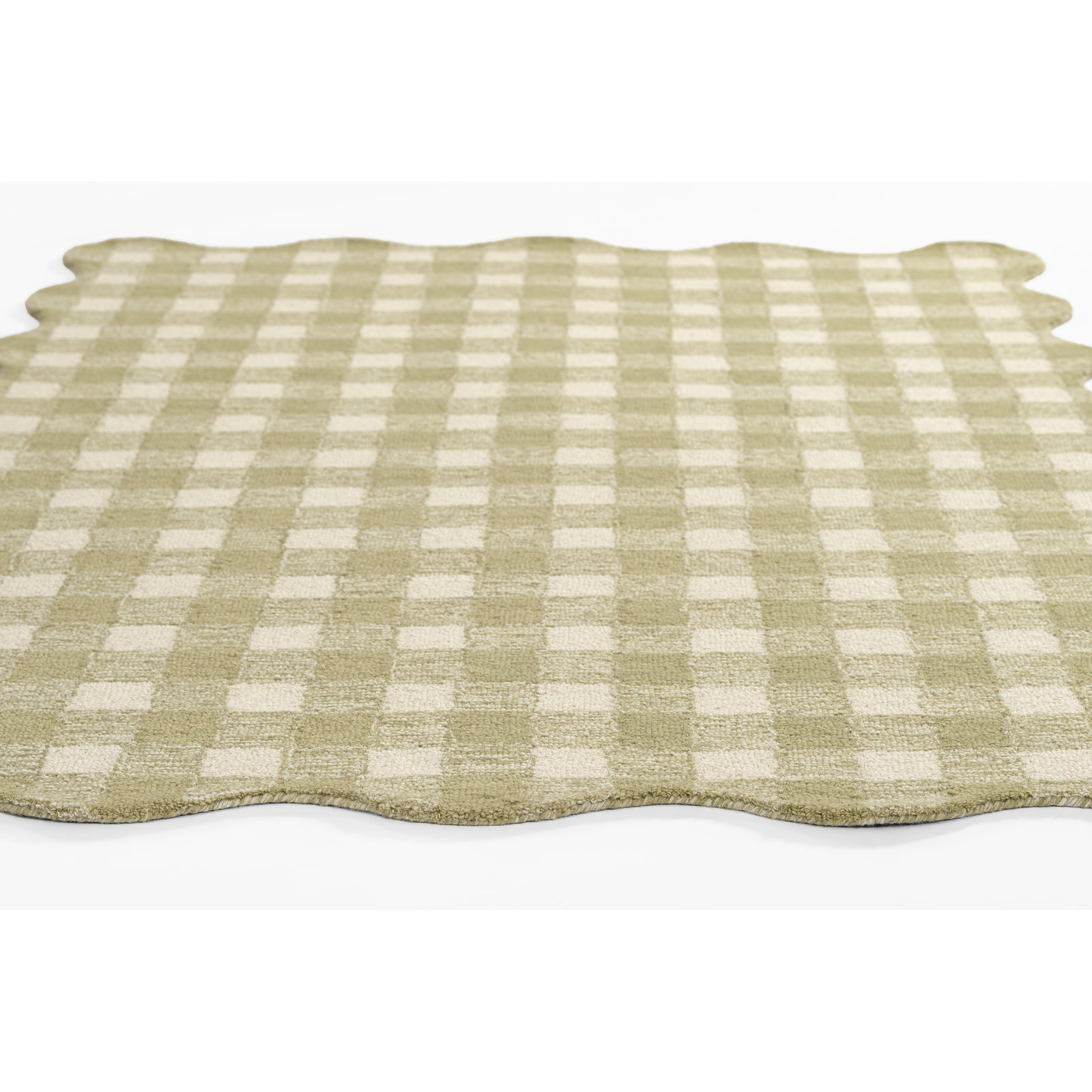 Lola Hand Tufted Wool Plaid Green Area Rug, Runner 2'3" x 8'