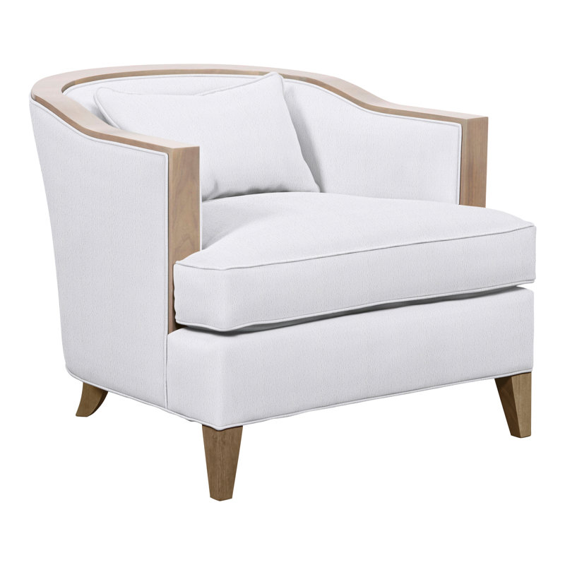 Thom Filicia Home Upholstered Barrel Chair, Hampton, Navada Snow Crypton® Performance Fabric