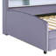 Lit plateforme simple tapissier avec rangement et tiroirs, gris