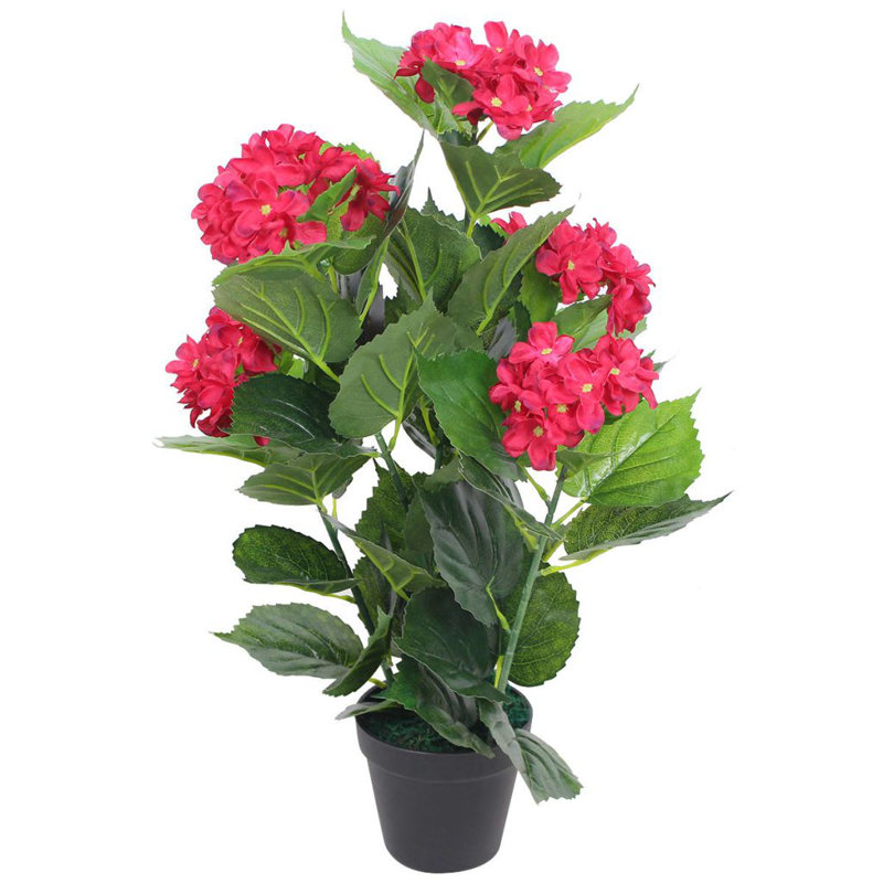 60cm Faux Flowering Plant in Pot, Red