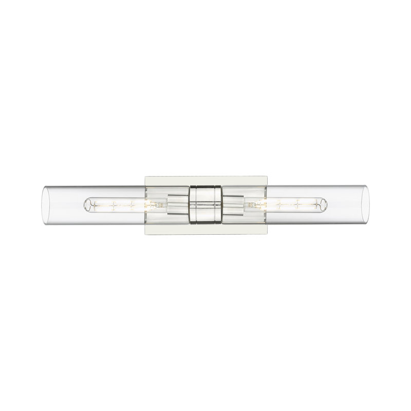 Luminaire de meuble-lavabo mural 2 lumières 11 po Amalle, 3" H x 24" W x 3.88" D, Transparent, Nickel poli