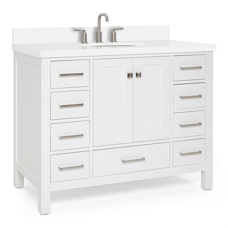 Ensemble de meuble-lavabo simple 43 po Cambridge, Blanc / nickel brossé, 43"