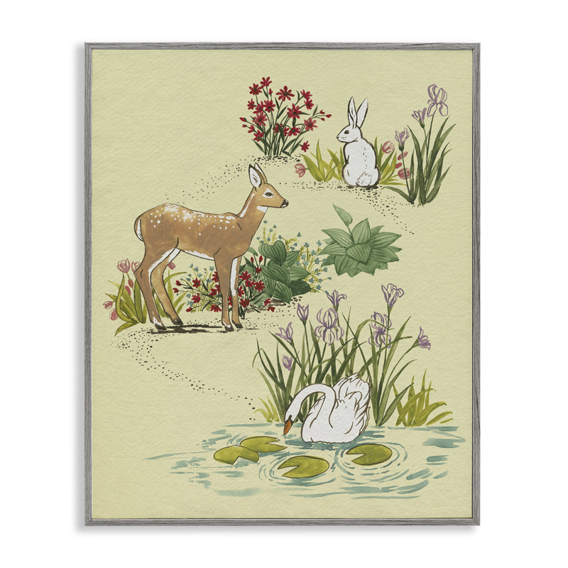 «Peaceful Spring Animals», estampe numérique, design de Grace Popp, H 20 po x l 16 po, Estampe numérique Farmhouse