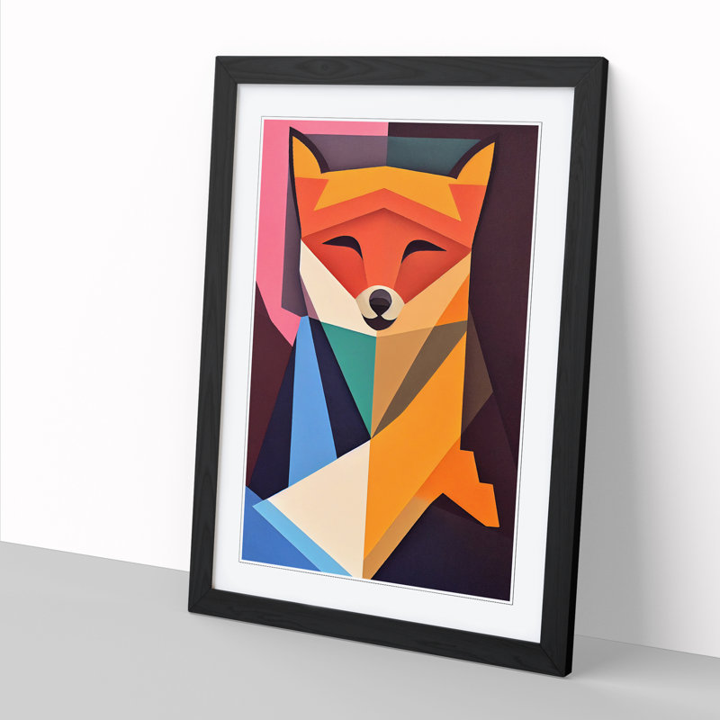 FRM-V0523-1040X Fox Suprematism - Picture Frame Print, Black Framed, 64cm H x 46cm W x 2cm D