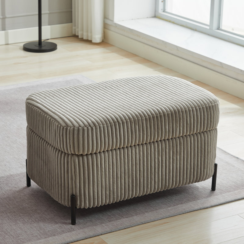 Bampton Upholstered Storage Ottoman, Gray Corduroy