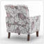 Chaise avec accoudoirs en mélange de polyester à motifs, structure en bois de bouleau massif avec pieds fuselés bruns, chaise d'appoint rembourrée de mousse avec garniture pour le bureau du salon