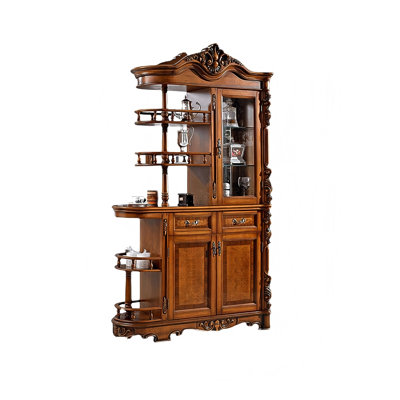 53.15"Brown Solid Wood Retro Double-Sided Wine Cabinet