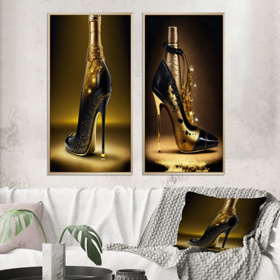 «Golden Champagne High Heel II», 2 pièces sur toile