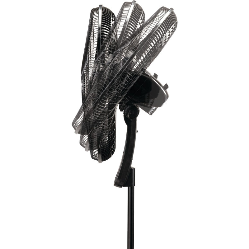 20" Black Oscillating Remote Controlled Adjustable Height Floor Fan