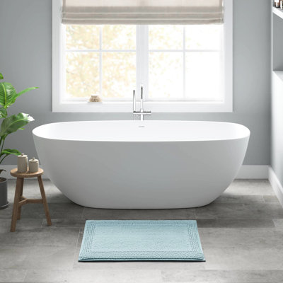 24x36" 100% Cotton 3000 Gsm Blue Reversible Bath Rug - Soft And Dense Feel, Heavyweight, , Machine Washable,