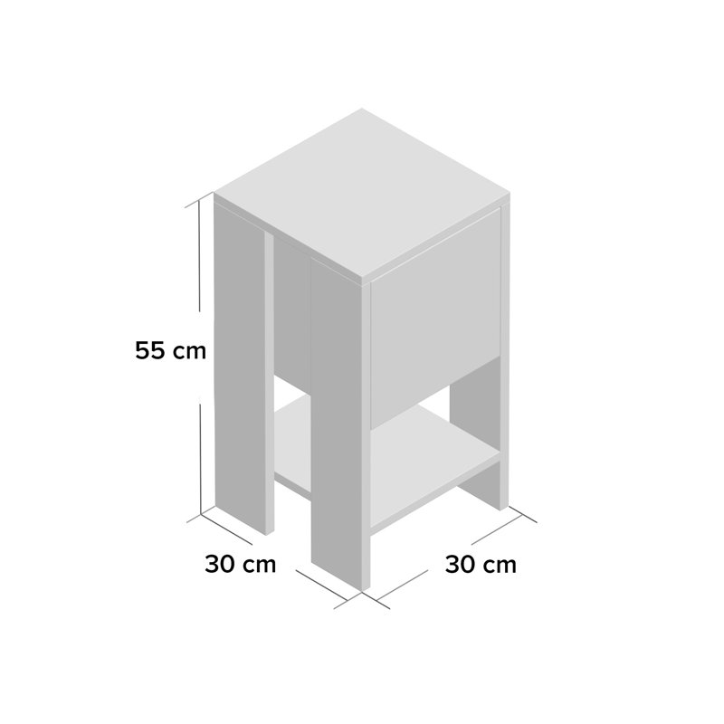 Atharv Bedside Table with Drop-Door Storage and Open Shelf for Versatile Living, Anthracite