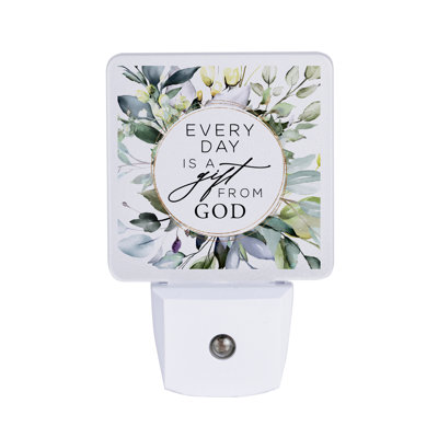 Veilleuse à DEL à mise en marche / arrêt automatique - automatique et sécuritaire, illumine et ajoute la touche parfaite à n'importe quelle pièce | «Let Your Light Shine Nightlight - Chaque jour est un cadeau de Dieu»