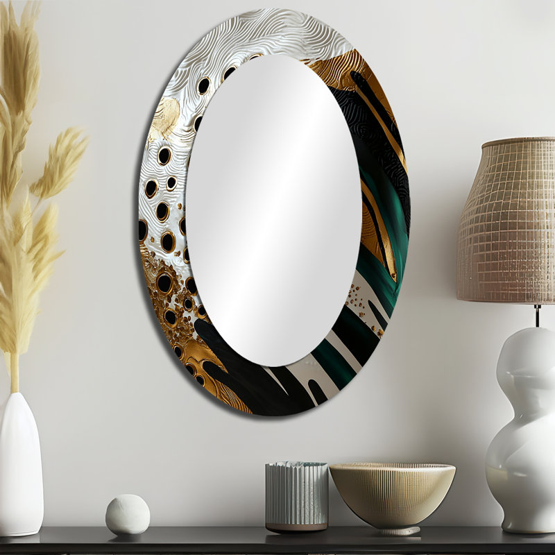 Or marocain Textiles II - miroir mural ovale doré, 36 po x 24 po