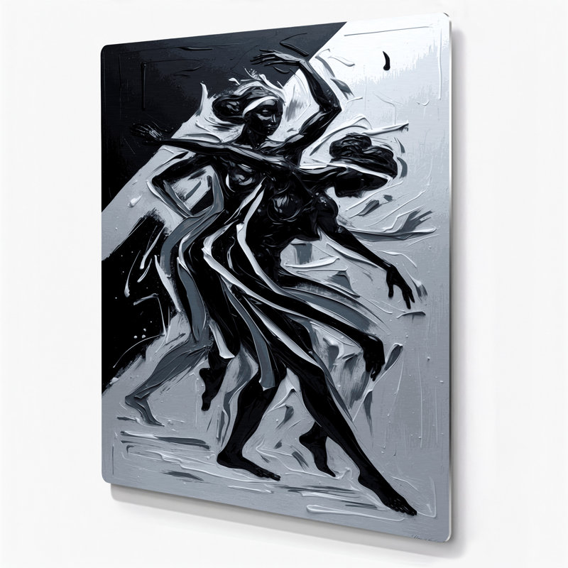 Abstrait art figuratif gris en métal 60, H 20 po x l 24 po