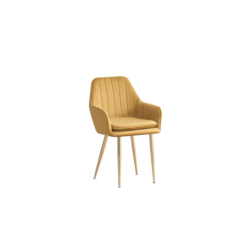 Aldegonde 47cm H Tufted Foam Padding Upholstered Metal Armchair, Yellow