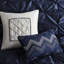Édredon 7 pièces bleu marine - motif, taille de jupe de lit avec coussins assortis,-131299514