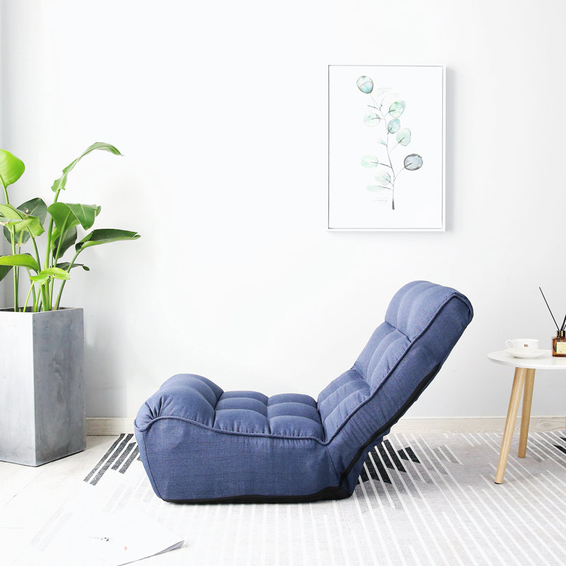 Ahjanay Single Sofa Reclining Chair Floor Couch Gaming Chairs Lazy Sofa Reclining Chair Leisure Sofa, Navy Fabric