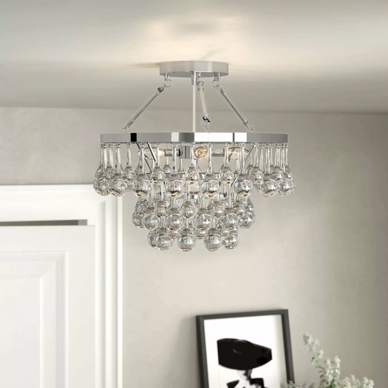 Kerr Glass Semi Flush Mount, Chrome