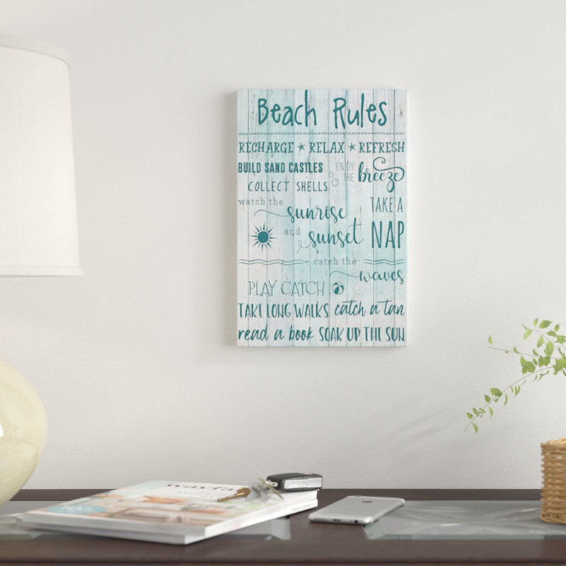 " Beach Rules " by Natalie Carpentieri, 26" H x 18" W x 1.5" D, Wrapped Canvas, No Mat